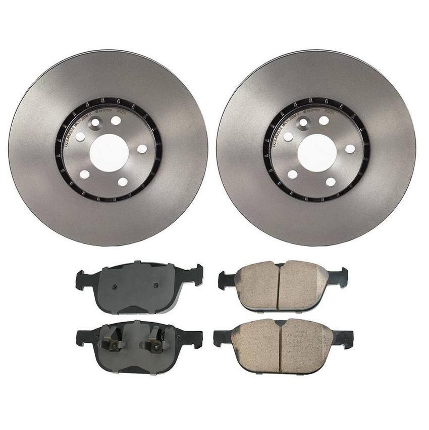 Volvo Disc Brake Pad and Rotor Kit - Front (328mm) (Ceramic) (EURO) 31277334 - Akebono Euro Ultra-Premium 4115227KIT